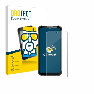 Front side of a product packaging with the brand logo BROTECT. Next to it is the device Oukitel WP22 shown with the correspond