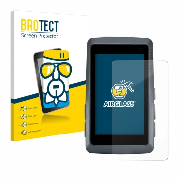 Front side of a product packaging with the brand logo BROTECT. Next to it is the device Sigma ROX 12.1 EVO shown with the corr