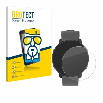 Front side of a product packaging with the brand logo BROTECT. Next to it is the device Shot Scope G5 GPS Watch shown with the