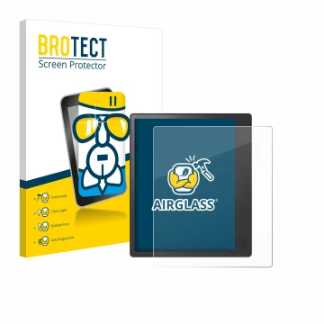 Front side of a product packaging with the brand logo BROTECT. Next to it is the device Kobo Elipsa 2E shown with the correspo