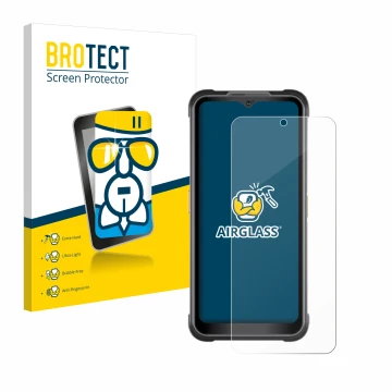 Front side of a product packaging with the brand logo BROTECT. Next to it is the device AGM G2 Guardian shown with the corresp