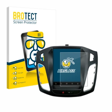 Front side of a product packaging with the brand logo BROTECT. Next to it is the device Isudar Ford/Focus MK3 2012–2019 shown 