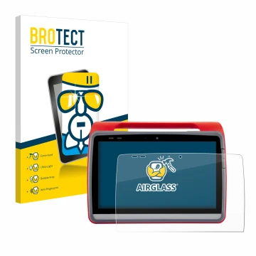 Front side of a product packaging with the brand logo BROTECT. Next to it is the device medDV NIDApad shown with the correspon