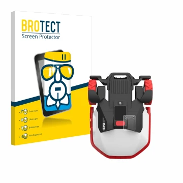 Front side of a product packaging with the brand logo BROTECT. Next to it is the device Kress Mission Mega 3000 KR133E shown w