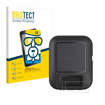 Front side of a product packaging with the brand logo BROTECT. Next to it is the device Garmin inReach Messenger shown with th