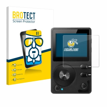 Front side of a product packaging with the brand logo BROTECT. Next to it is the device Hifi Walker H2 shown with the correspo