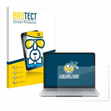 Front side of a product packaging with the brand logo BROTECT. Next to it is the device Microsoft Surface Laptop Studio 2 show