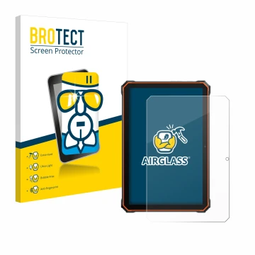 Front side of a product packaging with the brand logo BROTECT. Next to it is the device Blackview Active 6 shown with the corr