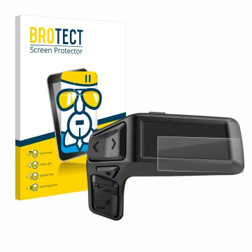 Front side of a product packaging with the brand logo BROTECT. Next to it is the device Bosch Purion 200 shown with the corres