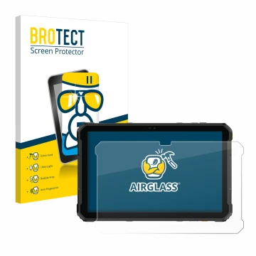 Front side of a product packaging with the brand logo BROTECT. Next to it is the device Ulefone Armor Pad 2 shown with the cor