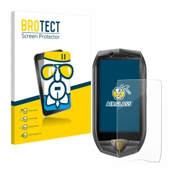 Front side of a product packaging with the brand logo BROTECT. Next to it is the device Oukitel K16 shown with the correspondi