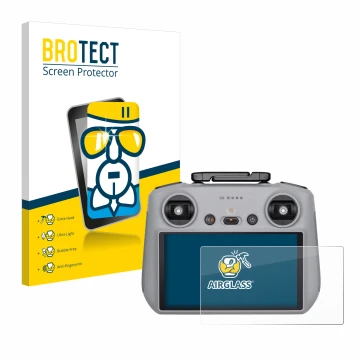 Front side of a product packaging with the brand logo BROTECT. Next to it is the device DJI RC 2 shown with the corresponding 