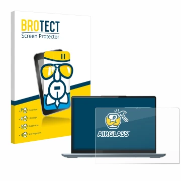 Front side of a product packaging with the brand logo BROTECT. Next to it is the device Lenovo IdeaPad Flex 5 14