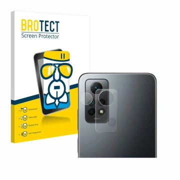 Front side of a product packaging with the brand logo BROTECT. Next to it is the device Xiaomi Redmi Note 12 Pro 4G (ONLY Came