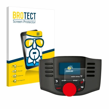 Front side of a product packaging with the brand logo BROTECT. Next to it is the device Märklin Mobile Station WLAN 60667 show