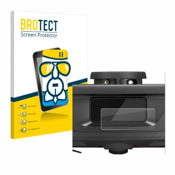 Front side of a product packaging with the brand logo BROTECT. Next to it is the device Roborock Q Revo (ONLY Camera) shown wi