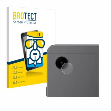Front side of a product packaging with the brand logo BROTECT. Next to it is the device Samsung Galaxy Tab A9 LTE (ONLY Camera