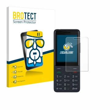 Front side of a product packaging with the brand logo BROTECT. Next to it is the device TCL Onetouch 4022s shown with the corr