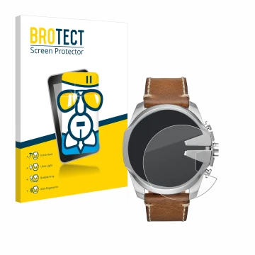 Front side of a product packaging with the brand logo BROTECT. Next to it is the device Diesel Mega Chief shown with the corre