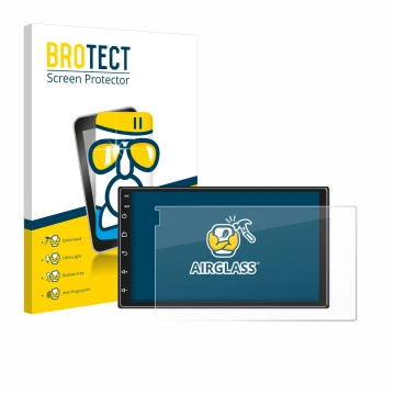 Front side of a product packaging with the brand logo BROTECT. Next to it is the device Ankeway Car Radio 7