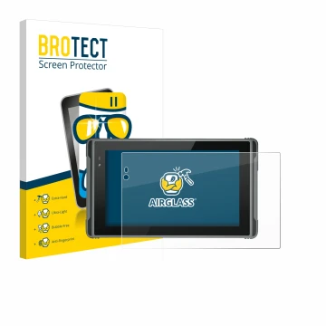 Front side of a product packaging with the brand logo BROTECT. Next to it is the device Hugerock X7 shown with the correspondi