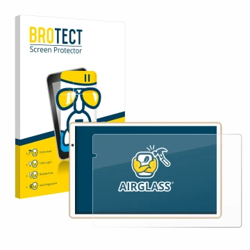 Front side of a product packaging with the brand logo BROTECT. Next to it is the device Facetel Q3 shown with the correspondin