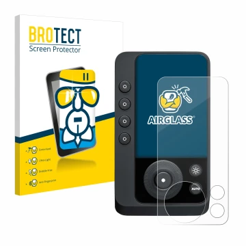 Front side of a product packaging with the brand logo BROTECT. Next to it is the device Profoto Connect Pro shown with the cor