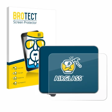 Front side of a product packaging with the brand logo BROTECT. Next to it is the device Bambu Lab A1 3D Printer shown with the