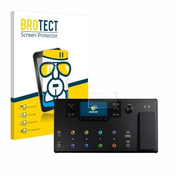 Front side of a product packaging with the brand logo BROTECT. Next to it is the device Line 6 Helix LT shown with the corresp