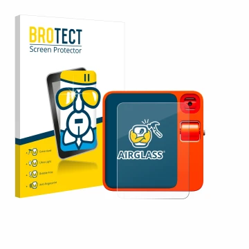 Front side of a product packaging with the brand logo BROTECT. Next to it is the device rabbit r1 shown with the corresponding