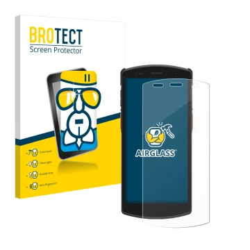 Front side of a product packaging with the brand logo BROTECT. Next to it is the device Urovo CT58 shown with the correspondin