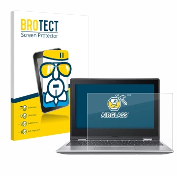 Front side of a product packaging with the brand logo BROTECT. Next to it is the device Acer Chromebook Spin 511 R756TN-TCO sh