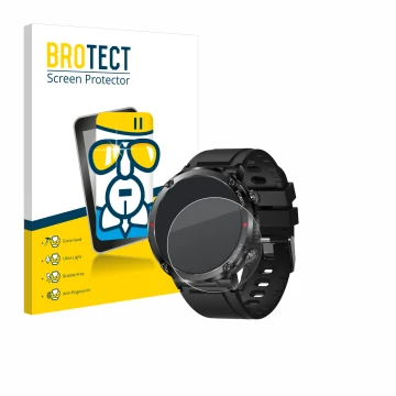 Front side of a product packaging with the brand logo BROTECT. Next to it is the device LIGE Smartwatch 1.6