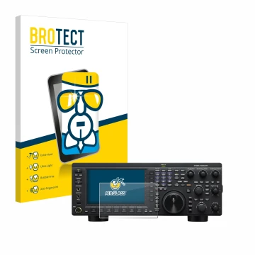 Front side of a product packaging with the brand logo BROTECT. Next to it is the device Kenwood TS-890S shown with the corresp