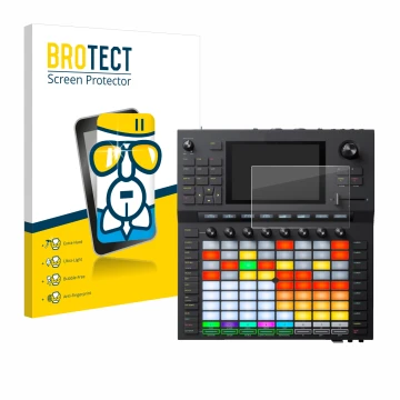 Front side of a product packaging with the brand logo BROTECT. Next to it is the device Akai Force shown with the correspondin