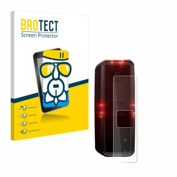 Front side of a product packaging with the brand logo BROTECT. Next to it is the device Alps Alpine Ride Safety RS 1000 shown 