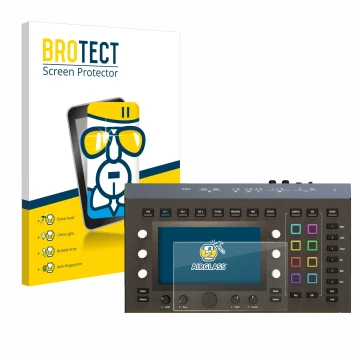 Front side of a product packaging with the brand logo BROTECT. Next to it is the device Waldorf Iridium Core shown with the co