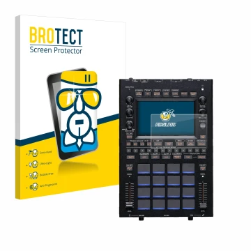 Front side of a product packaging with the brand logo BROTECT. Next to it is the device KORG KAOSS Replay shown with the corre