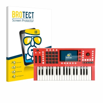 Front side of a product packaging with the brand logo BROTECT. Next to it is the device Akai Professional MPC Key 37 shown wit
