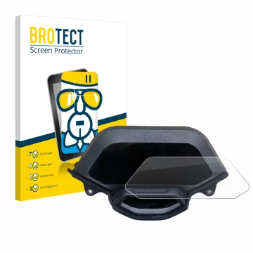 Front side of a product packaging with the brand logo BROTECT. Next to it is the device Segway Ninebot GT1 shown with the corr