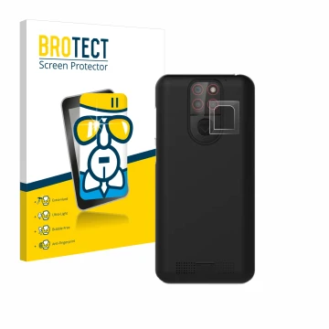 Front side of a product packaging with the brand logo BROTECT. Next to it is the device Emporia Smart 5 Mini (ONLY Camera Lens
