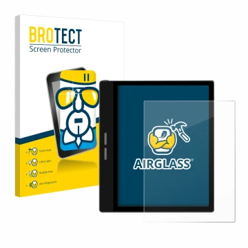 Front side of a product packaging with the brand logo BROTECT. Next to it is the device Bigme B751C shown with the correspondi