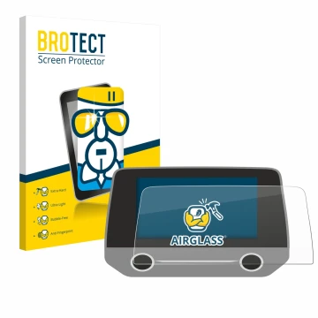 Front side of a product packaging with the brand logo BROTECT. Next to it is the device Ford Focus MK4 Sync 3 shown with the c