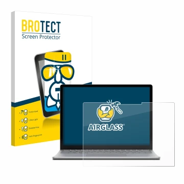 Front side of a product packaging with the brand logo BROTECT. Next to it is the device Microsoft Surface Laptop 6 15