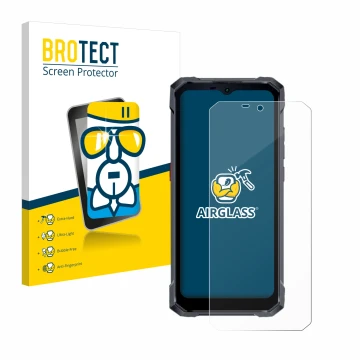 Front side of a product packaging with the brand logo BROTECT. Next to it is the device Hotwav W11 shown with the correspondin