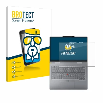 Front side of a product packaging with the brand logo BROTECT. Next to it is the device Lenovo ThinkPad X1 2-in-1 Gen 9 14