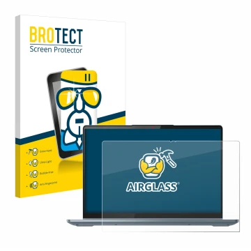Front side of a product packaging with the brand logo BROTECT. Next to it is the device Lenovo IdeaPad 5i 2-in-1 Gen 9 14