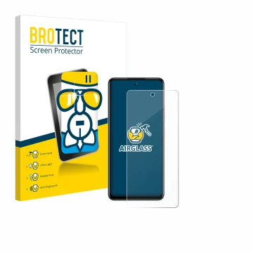 Front side of a product packaging with the brand logo BROTECT. Next to it is the device Itel S24 shown with the corresponding 