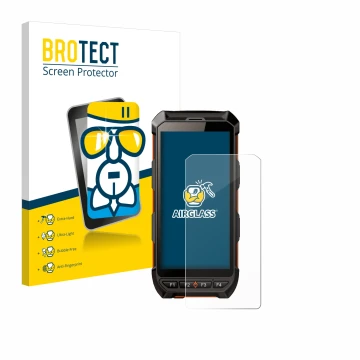 Front side of a product packaging with the brand logo BROTECT. Next to it is the device iDTronic C9 RED shown with the corresp