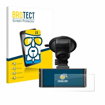 Front side of a product packaging with the brand logo BROTECT. Next to it is the device Redtiger F7NS 4K shown with the corres